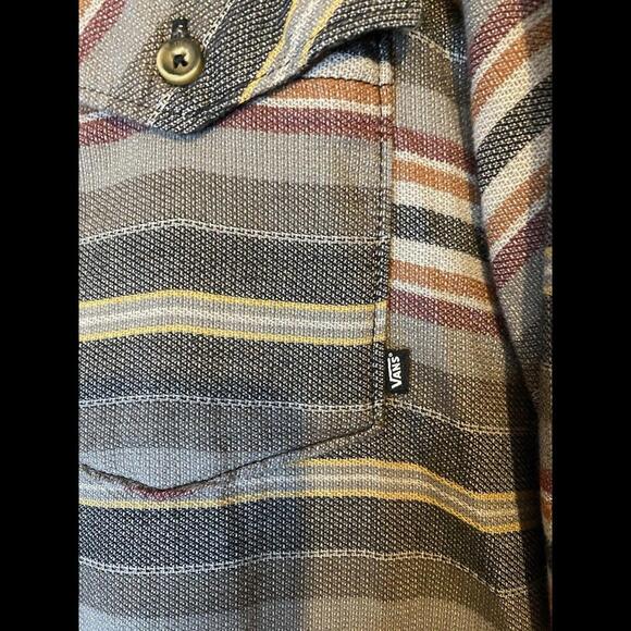 Vans Long Sleeve Striped Gray Button Up Shirt SZ XL MENS Preppy Skateboarding - Picture 3 of 7